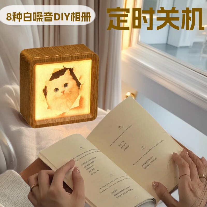 Cross-Border New Product White Noise Sleep Bluetooth Speaker Ambient Light Timer White Noise Machine Photo Album Gift Speaker