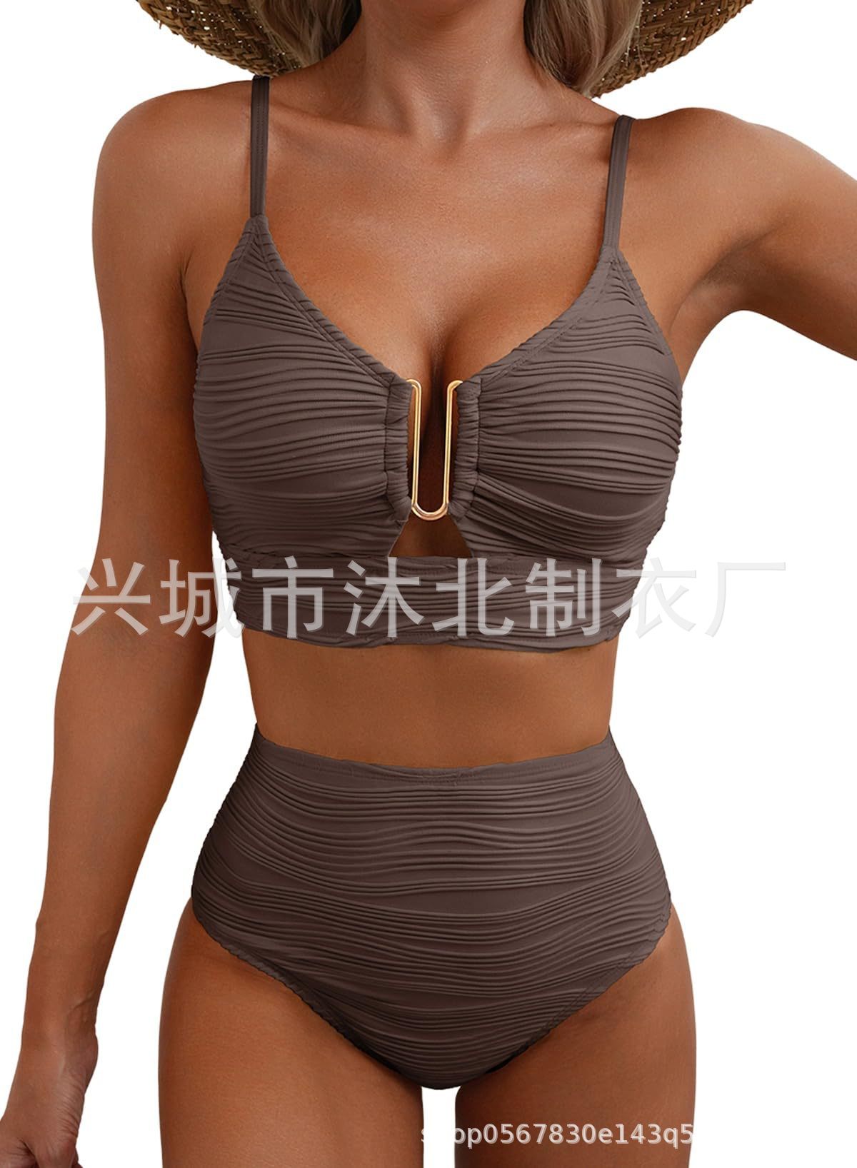 Bikini de Cintura Alta para Mujer de Poliéster para Natación y Fitness