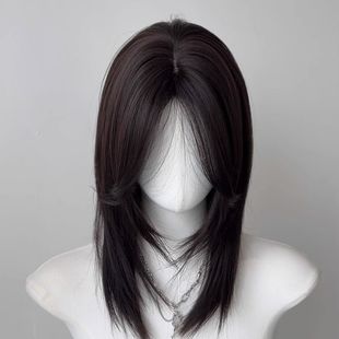 Xu Chang Wolf Tail Bonito Head Wig Unisex Medium and Long Hair Niche Long Straight Hair Natural Fluffy Thin Full Head Cover