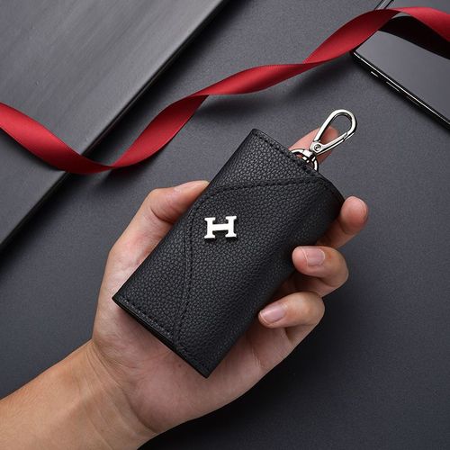 Simple Leather Key Case for Men, Large-Capacity Multi-Functional Waist-Hanging Key Holder; Practical Key Bag for Women