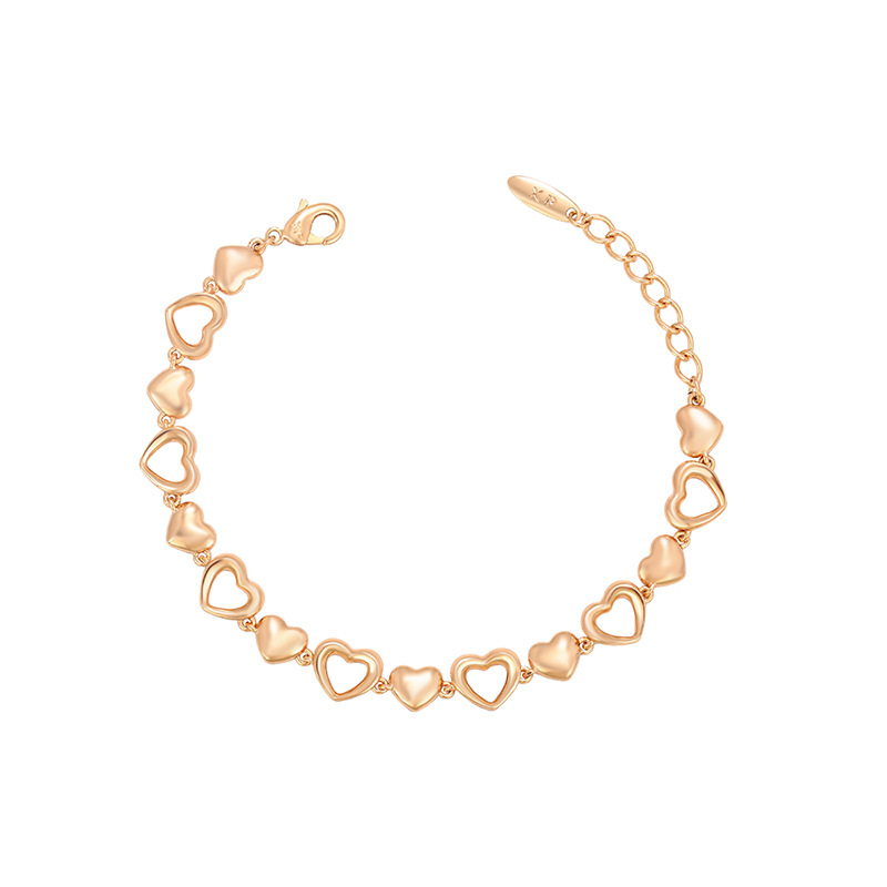 Xuping simple brillante hueco amor empalme pulsera de aleación de cobre chapado 18k estilo retro simple joyas personalizadas