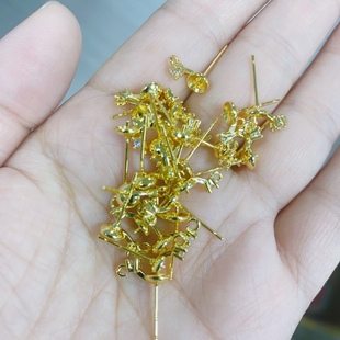 Handmade DIY Earrings Empty Holder 925 Pin Gold Plated Jewelry Accessories Material Bag Gold