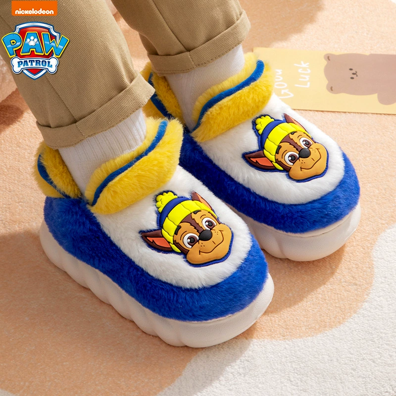 Wangwang команда зимние детские хлопчатобумажные тапочки утолщенные дома, теплые хлопчатобумажные тапочки, пушистые девочки, открытый мультфильм мальчик