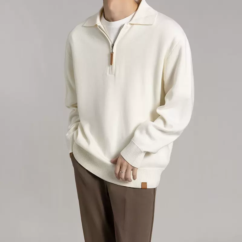 Knitted sweater with zipper, demi-season T-shirt, high-quality style, with a zipper, Korean style