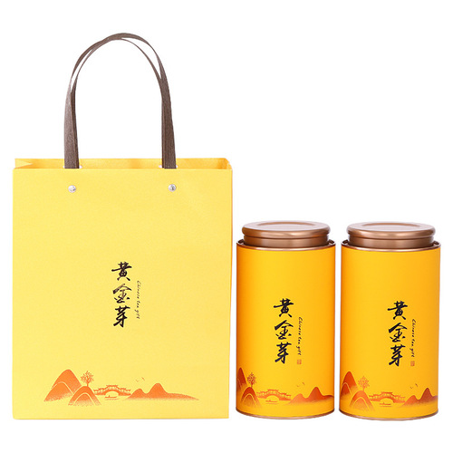 圆形茶叶罐纸罐套装250克半斤茶罐通版白茶黄金芽茶叶包装可雕金