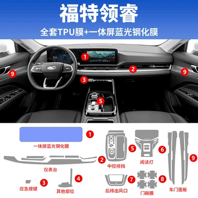 Film Automotive Supplies, Car interior film - 25-ford-elite-full-set-tpu-film-integrated-screen-blue-light-eye-protection-tempered-film
