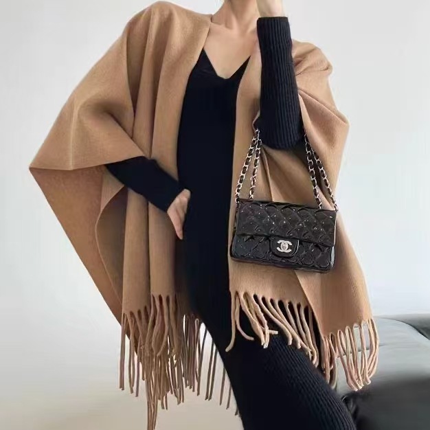 纯色空调房外搭加厚羊毛开叉大披肩女士披风斗篷秋冬季保暖护肩颈|undefined