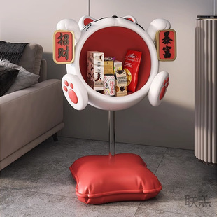 G 2 [Cute Cat Brings in Wealth] High-Quality Cartoon Floor Storage Ornament Decorative Snack Rack Living Room Coffee Table