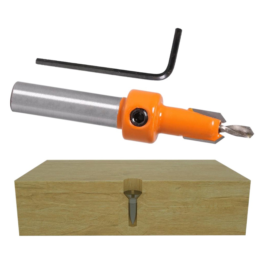 Carpintería agujero avellanado taladro agujero cónico taladro de aleación cabeza tornillo paso taladro madera autorroscante tornillo instalación paso taladro
