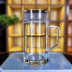 天然原矿原石水晶杯380ml男士定.制logo广告泡茶杯高档玻水杯