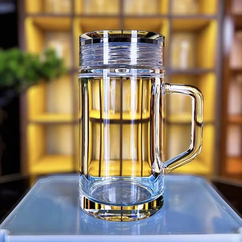 天然原矿原石水晶杯380ml男士定.制logo广告泡茶杯高档玻水杯|undefined