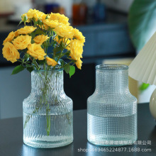 欧式玻璃花瓶复古波点圆口中号花器水培鲜花INS客厅摆件装饰批发