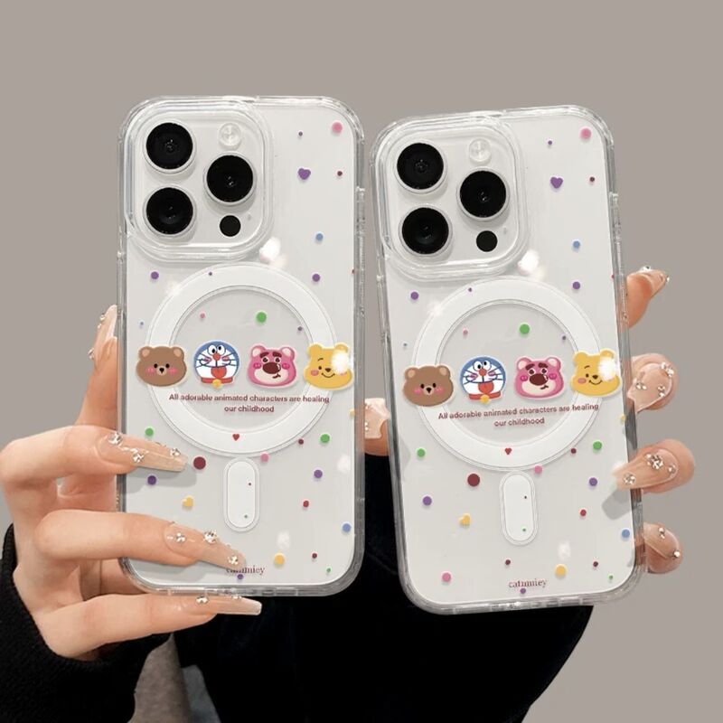 Cartoon Doraemon Magnetic Case Suitable for Apple 16Promax11Pro Mobile Phone Case 15/14/13/12 Large Hole