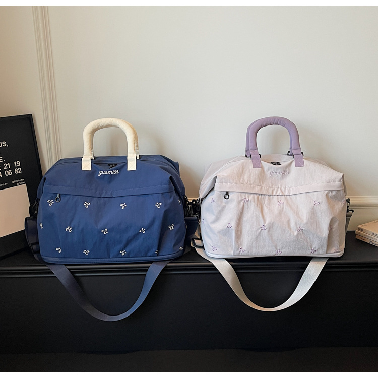 Bow Embroidered Convertible Travel Carryall Tote Bag 44