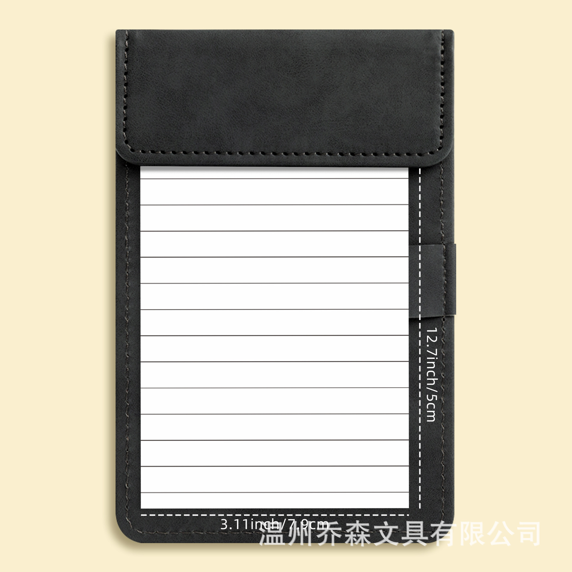 펜 삽입 보드 클립 - A6 검정 + 미니 노트북(50개 리필) - 가로선