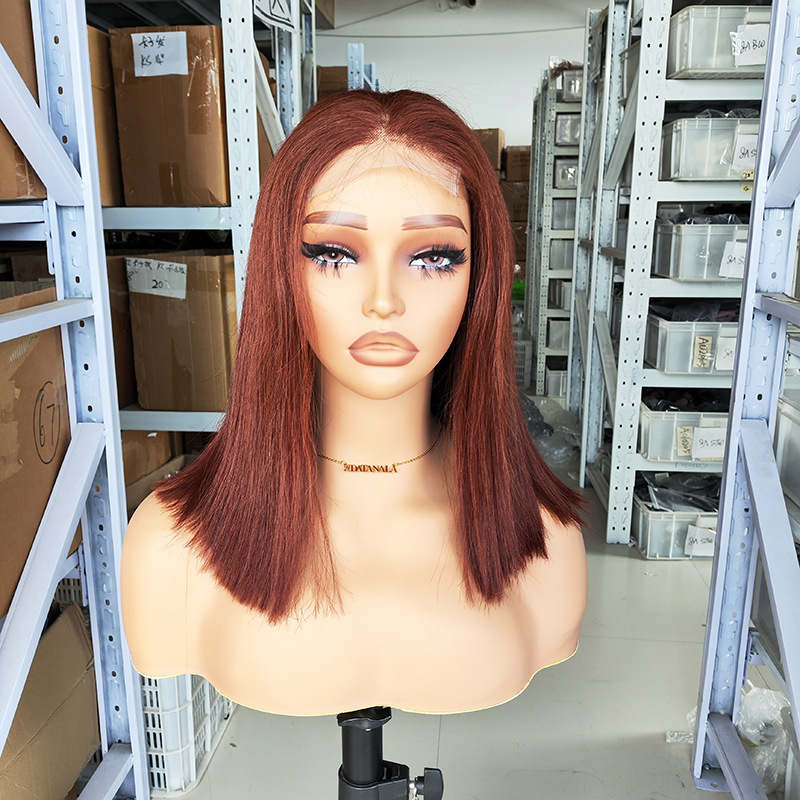 Vietnamese Wig Human Hair Bone Straight Headgear Double Drawn 4X4 Lace Closure Wig 33 #