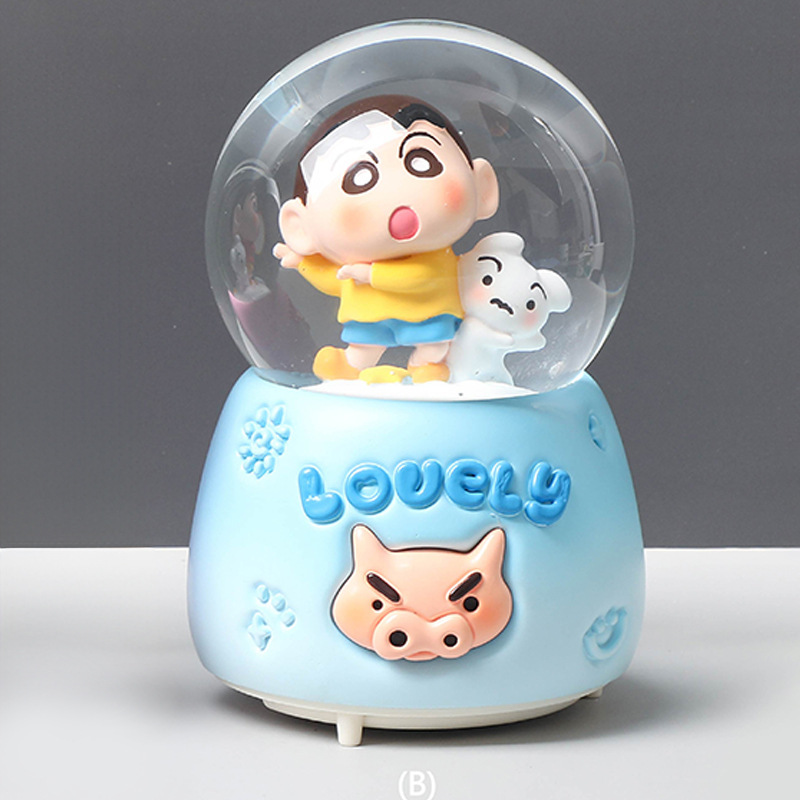 Pequeño libro rojo estilo caliente perro de orejas grandes bola de cristal caja de música nieve brillante niña dormitorio decoración de escritorio regalo