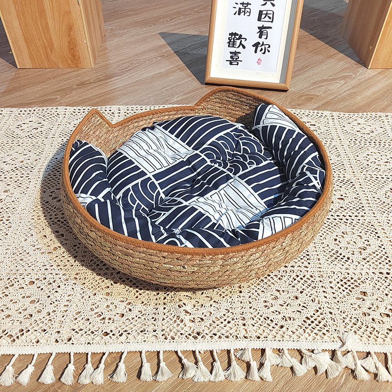 고양이귀카키+블루 화장솜+베개