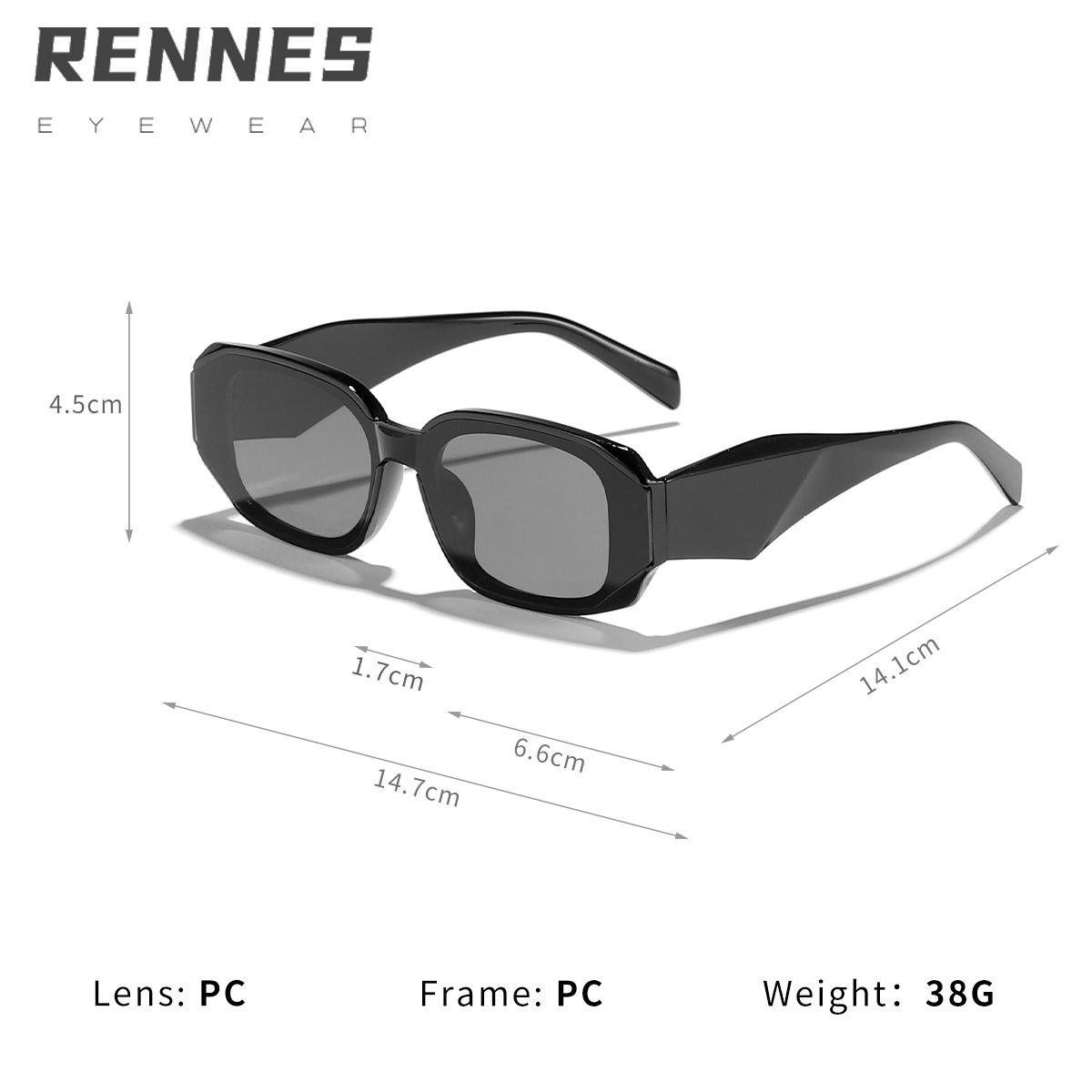 2024 Gafas de sol de ala ancha rectangulares retro europeas y americanas para hombres y mujeres