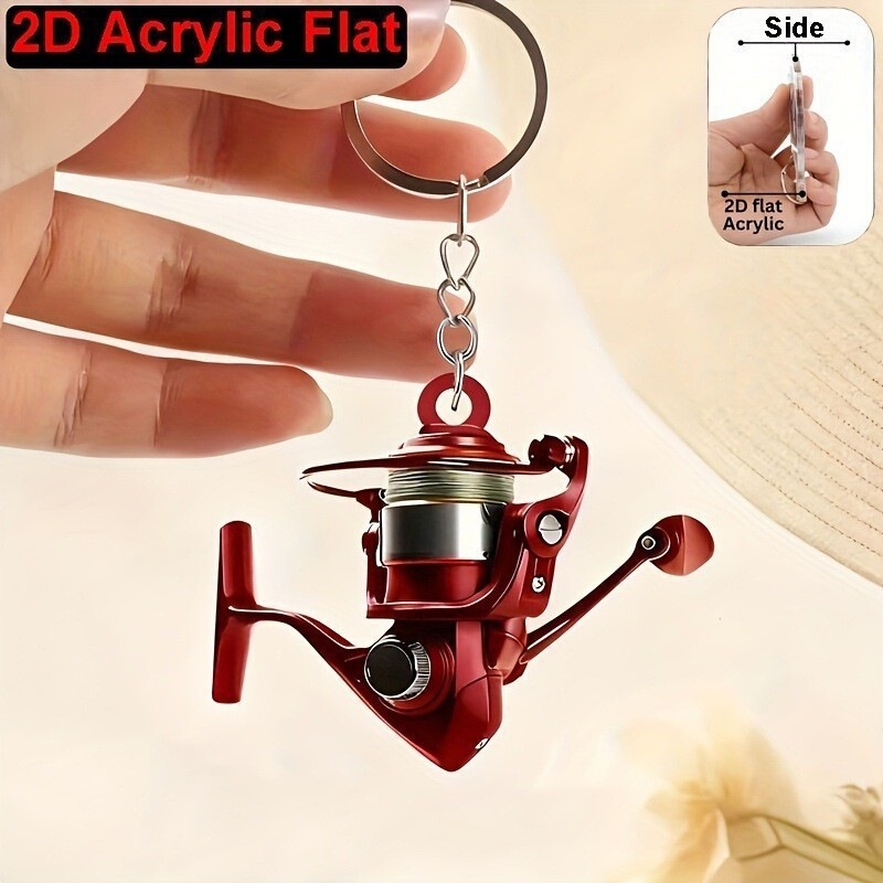 Cross-Border New Acrylic Flat Fishing Pendant Keychain Decoration Car Bag Key Decoration Pendant Now Available