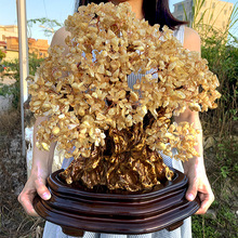 黄水晶招财树发财树摇钱树办公家居客厅店铺招财摆件送礼乔迁开业