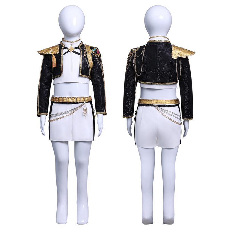 新丝璐跨境韩流K-POP猎魔女团服米拉佐依鲁米黑皮儿童款cosplay服|undefined