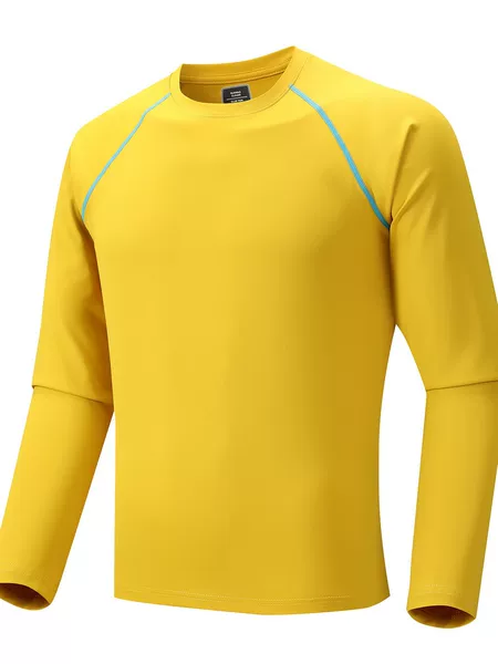 Couple's quick-dry high-elastic long-sleeve shirt, round-neck sweatshirt, outdoor sports hiking cycling base shirt, solid color breathable top