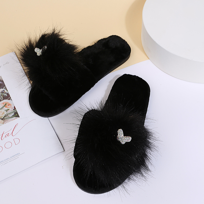 Butterfly Flat-Bottomed Warm Cotton Slippers NSKJX104841