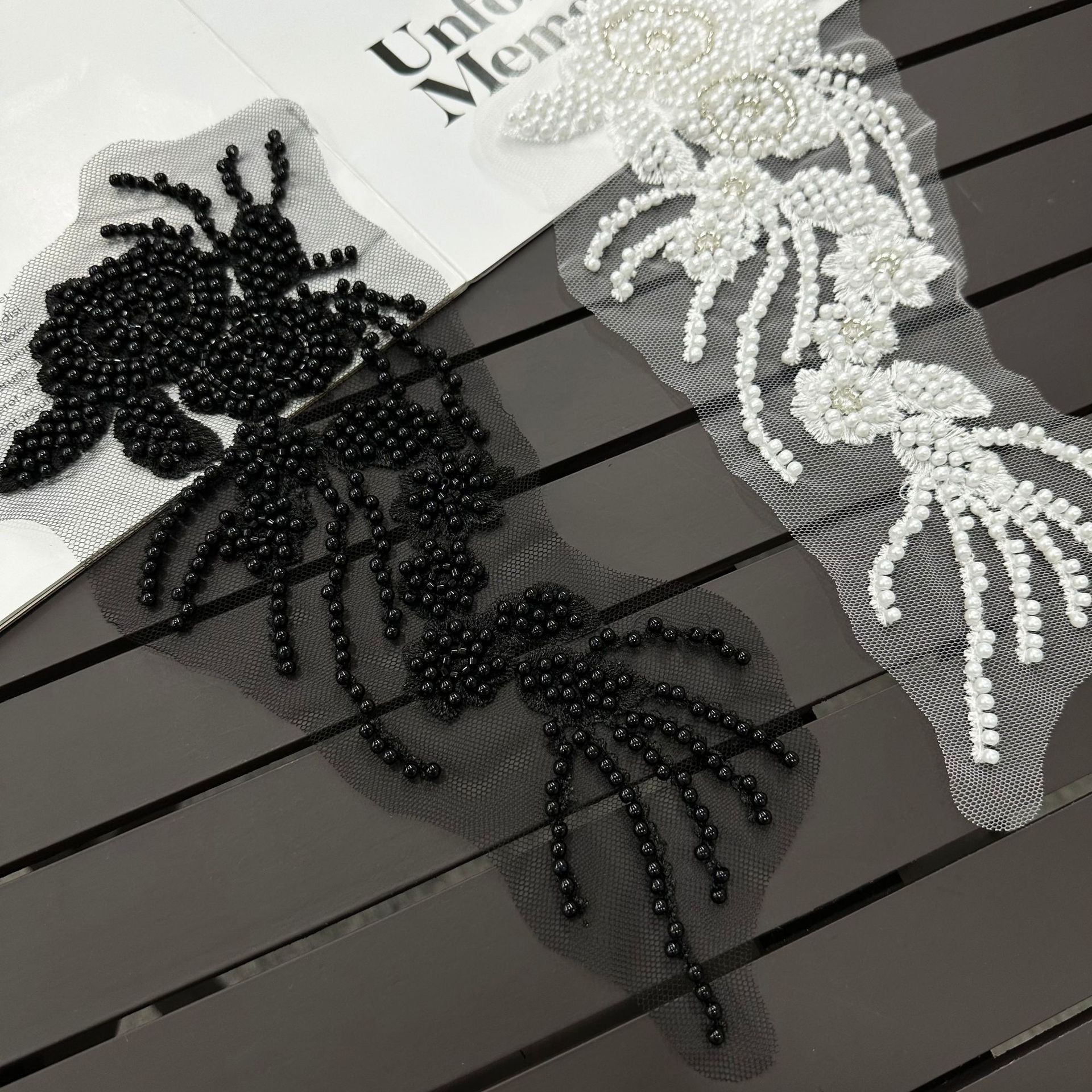 Nuevo trabajo pesado bordado flor de tela vestido de boda accesorios de decoración de collar DIY accesorios hechos a mano H8014