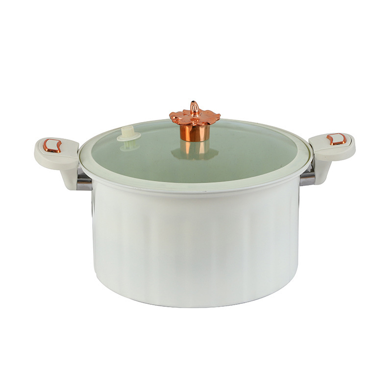 Regalos de fábrica al por mayor olla de sopa romana con cerradura de doble oreja olla de cocción de micropresión caja de regalo sin recoger estufa hierro fundido