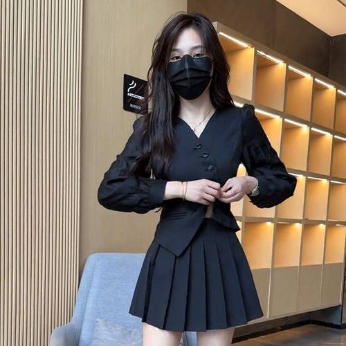 Single/suit Fashion two-piece set 2023 autumn new fashionable age-reducing tops age-reducing skirts Korean style suits for women