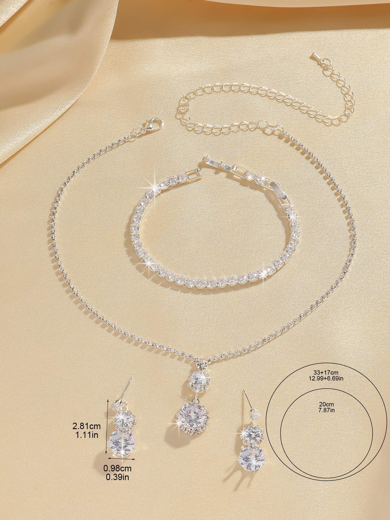 Strass bruidssieraden set ketting oorbellen armband_voghion.com