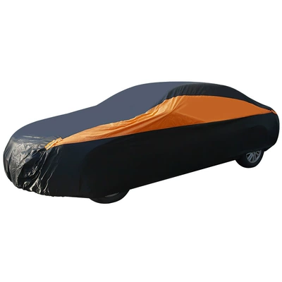 Car clothing 190T silver-coated color matching car clothing cover whole car sun protection sunshade cover four seasons universal waterproof dust cover (Car clothing) - s-size-190t-black-and-orange-color-matching