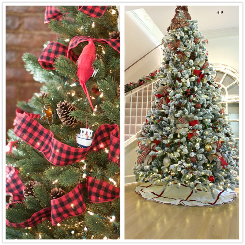 63mm transfronterizo nuevo clásico TELA ESCOCESA copia borde cáñamo cinturón alambre grande arco material con decoración de Navidad