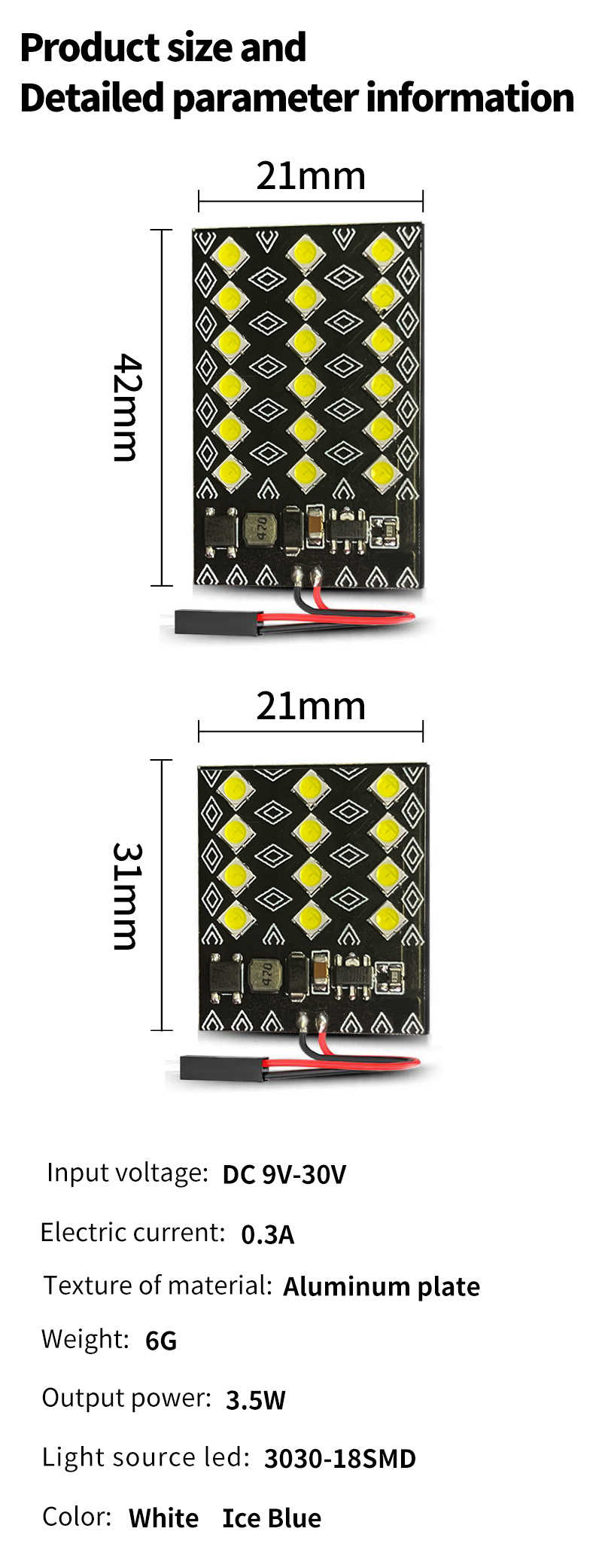 T10 LED 3030 5050 12SMD 18SMD white car panel light reading room light
