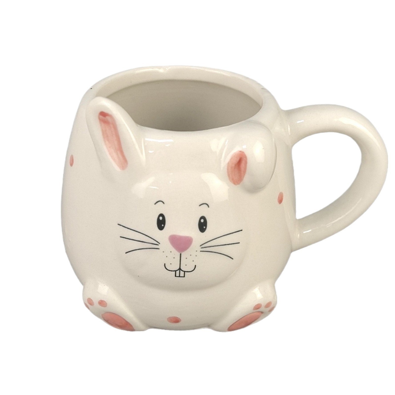 Taza de conejo de cerámica Taza de cerámica creativa Taza de animal tridimensional linda de dibujos animados Taza de bebida de cerámica pintada a mano