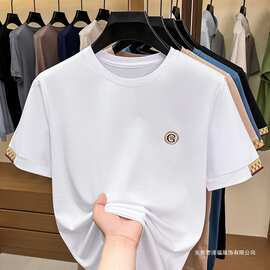 夏季高品质t恤短袖男新款圆领刺绣标透气舒适百搭休闲男款短袖t恤