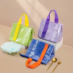 Liancheng new PU waterproof thickened lunch box bag simple solid color student office worker lunch bag insulation bag