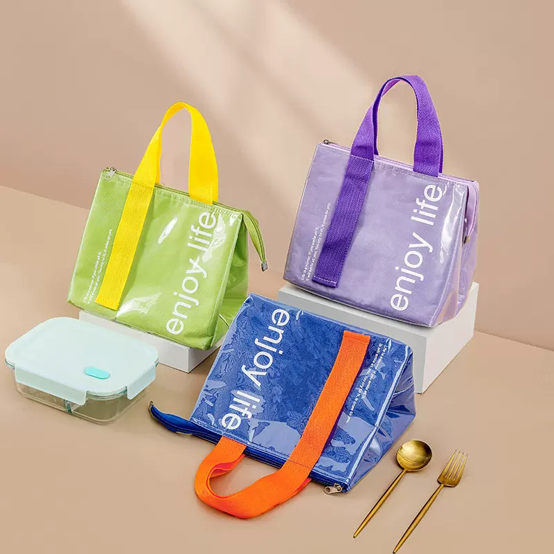 Liancheng new PU waterproof thickened lunch box bag simple solid color student office worker lunch bag insulation bag