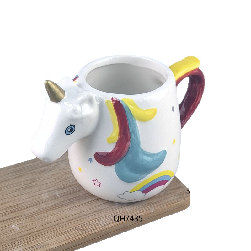 Unicornio transfronterizo Taza de cerámica leche taza de desayuno Arco Iris caballo de dibujos animados taza de la Oficina taza creativa del hogar
