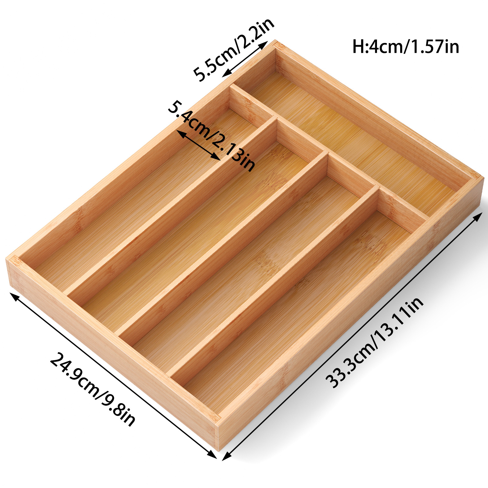 Cuchillos y tenedores de bambú, palillos, caja de almacenamiento por formato, caja de almacenamiento, estante de cocina, cajón, caja de almacenamiento de herramientas de comida occidental