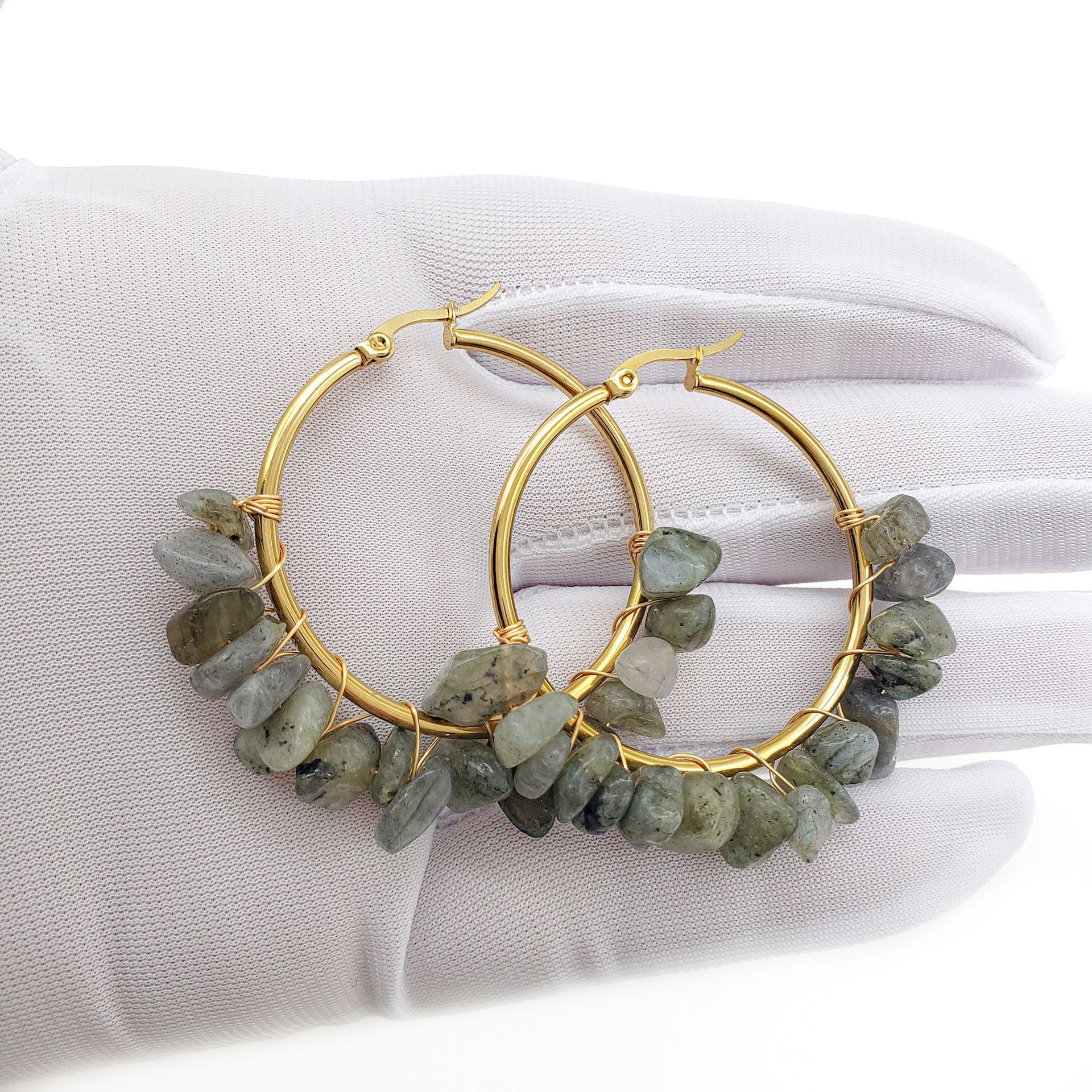 Fashion Irregular Stainless Steel Beaded Plating Earrings 1 Pair