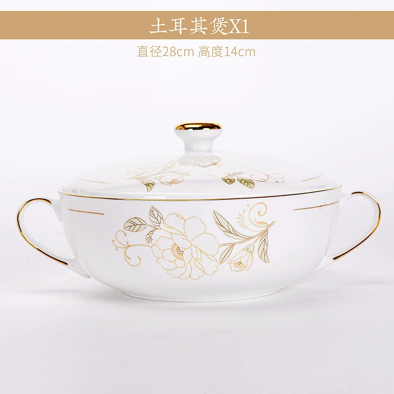 Красная фарфоровая столовая посуда из костяного фарфора Jingdezhen, набор фарфоровых чаш с фениксом и палочки для еды, подарки для домашнего использования, керамические чаши и тарелки, набор для супа и лапши