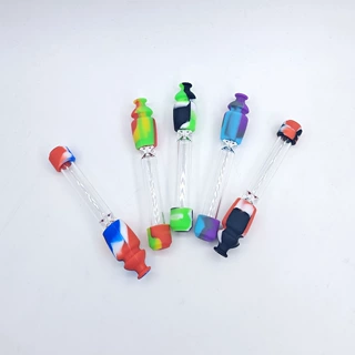 厂家直销 硅胶烟斗 玻璃烟斗 sili cone pipe