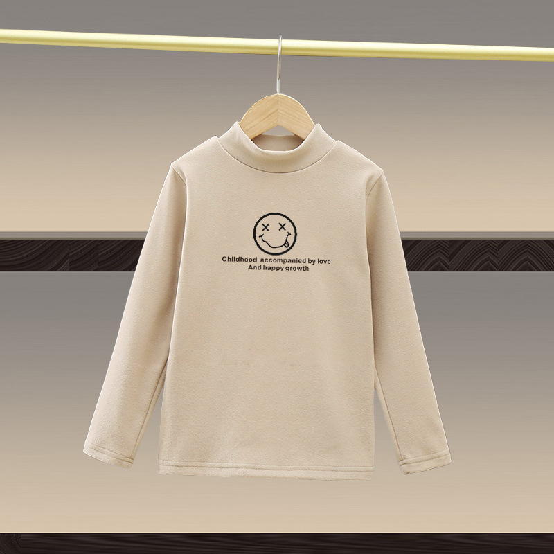 Las ventas directas de la fábrica de invierno de los niños interior de manga larga caliente superior de terciopelo de primavera y otoño medio y grande de los niños de cuello alto camisa de fondo