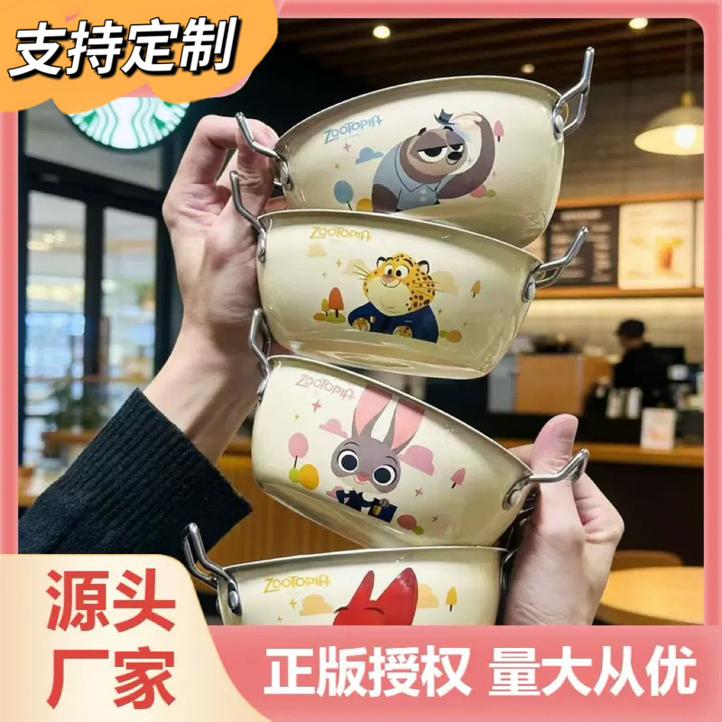 New Zootopia Stainless Steel Double-Eared Soup and Rice Bowl, High-Looking Cartoon Children's Food Bowl, Birthday Gift New Zootopia Stainless Steel Double-Eared Soup and Rice Bowl, High-Looking Cartoon Children's Food Bowl, Birthday Gift