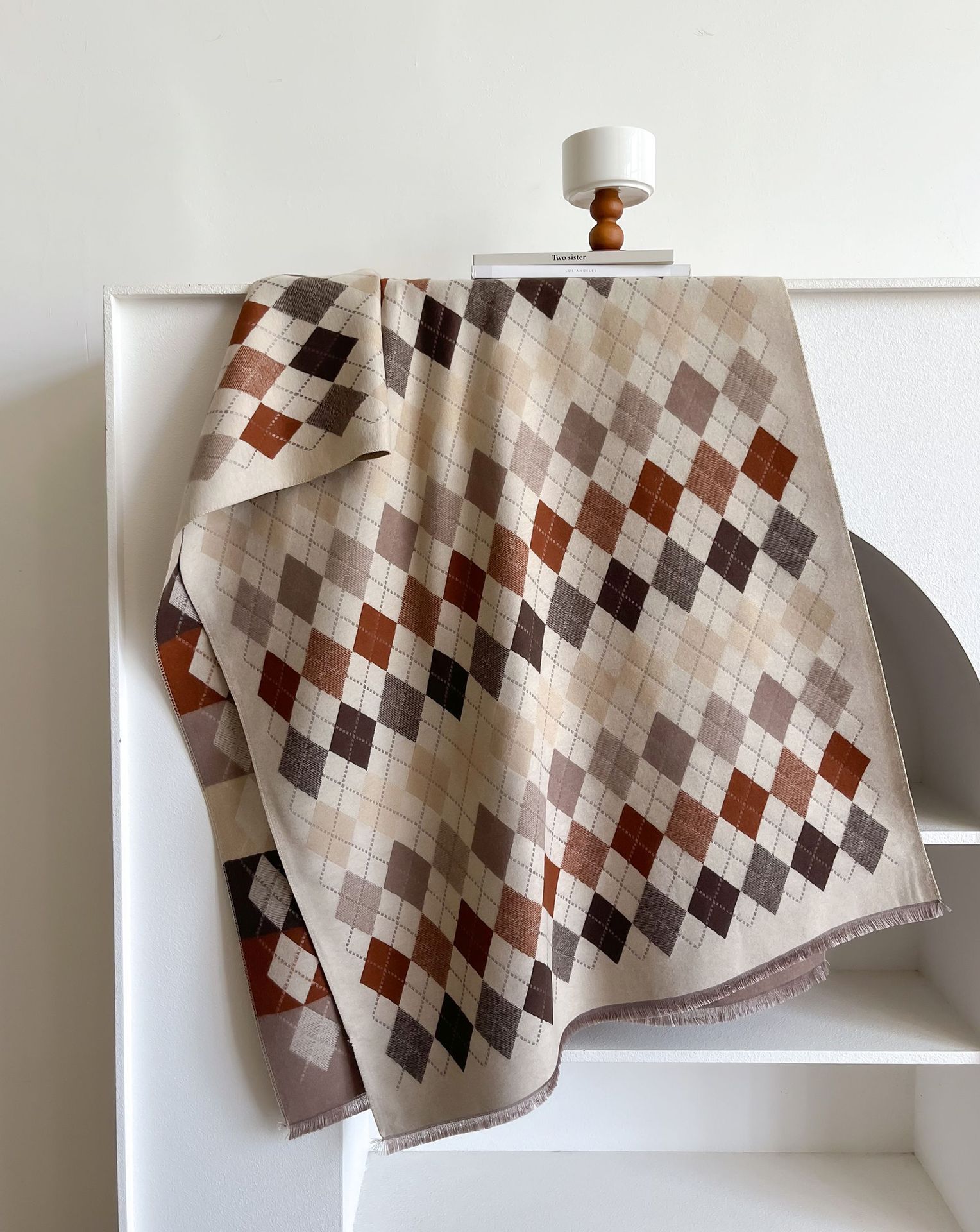 Retro cuadrícula de diamante otoño y invierno clásico largo imitación bufandas de cachemira geométrica coreana caliente bufandas de cuello