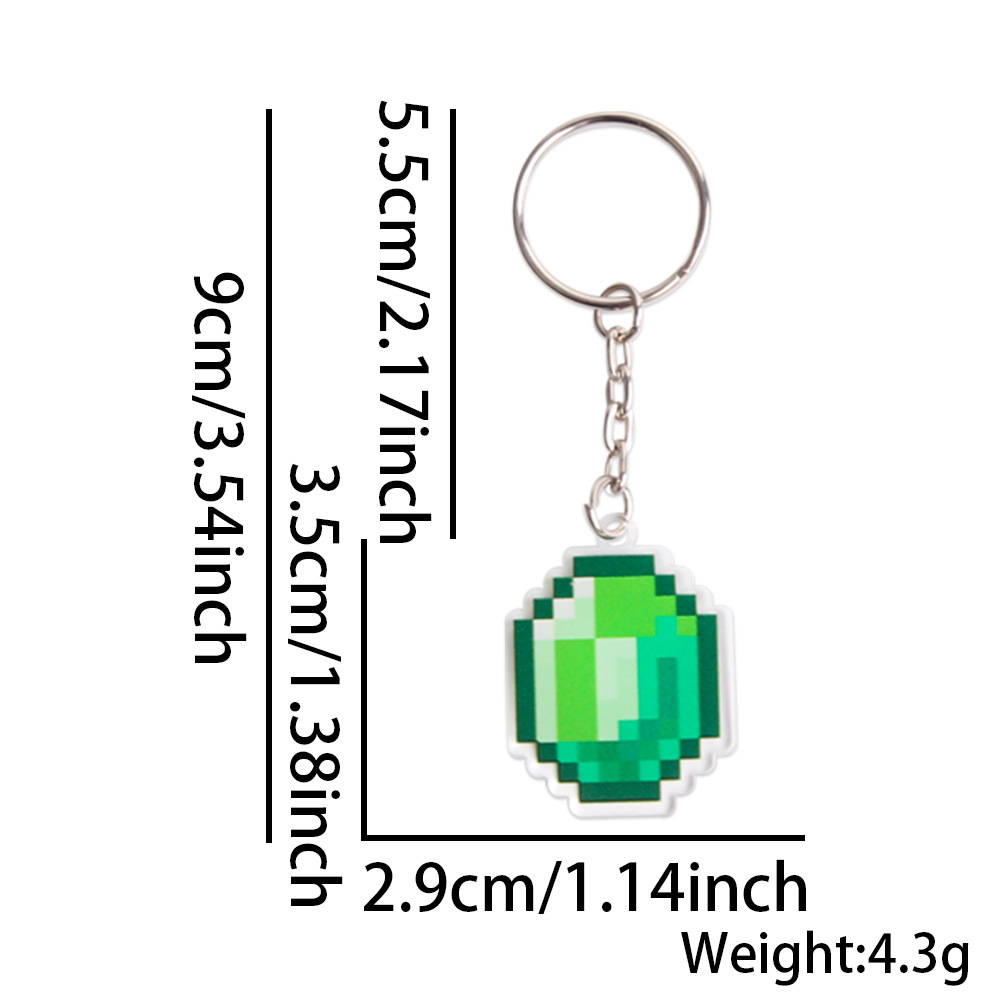 Minecraft llavero juego de píxeles tema fiesta decoración arma diamante colgante acrílico mochila colgante
