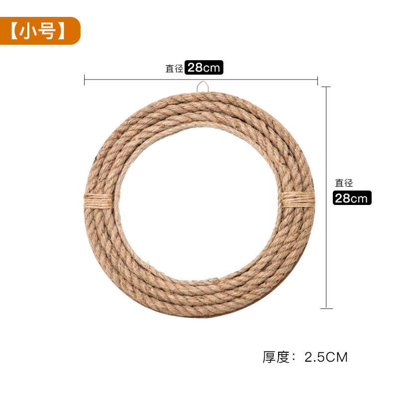 Espejo redondo de cuerda de cáñamo estilo ins casa de familia decoración de pared baño espejo colgante escritorio maquillaje espejo fotografía venta caliente transfronteriza