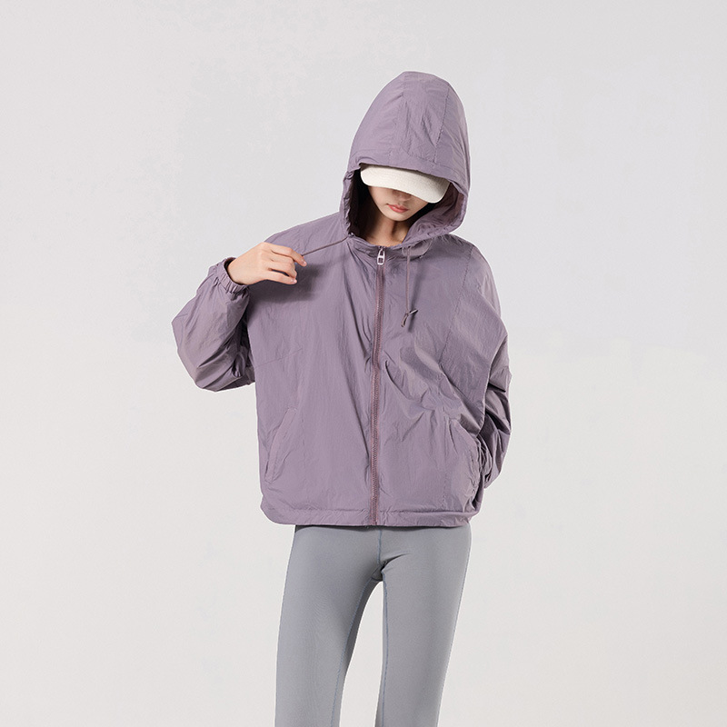 Chaqueta de Protección Solar con Capucha para Mujer Nailon Protección UPF50+ Cortavientos para Exterior